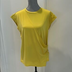Calvin Klein Yellow Asymmetrical Cap Sleeve Tee